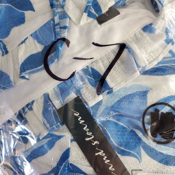 Clover And Sloane Women's Blue Fit & Flare Dress Floral Ruffle Size L (C-7) - Picture 13 of 13